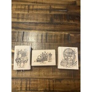 Garden Theme Wooden Rubber Stamp 2001 Stampin’ Up 3 Stamps